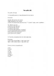 English Worksheet: The suffix  ER