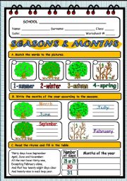 English Worksheet: SEASONS AND MONTHS