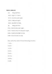 English Worksheet: Telling time in english
