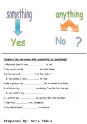 English Worksheet: Something-Anything