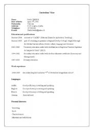 English worksheet: CV