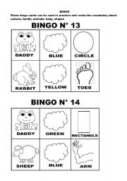 English Worksheet: BINGO 13-18 cards