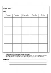 English worksheet: Daily Behaviour Chart