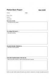 English Worksheet: Book Report Template