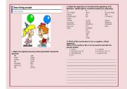 English Worksheet: Describing a Person (two pages - key included)