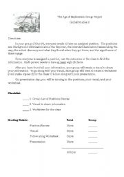 English worksheet: Age of Exploration Group Project