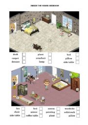 English Worksheet: Inside the house: Bedroom