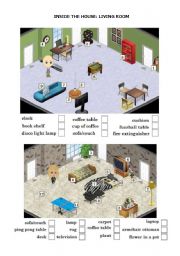 English Worksheet: Inside the house: Living room