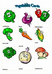 English Worksheet: Vegetables Cards