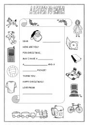 English Worksheet: LETTER TO SANTA