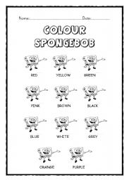 English Worksheet: COLOUR SPONGEBOB