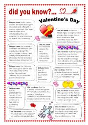 English Worksheet: Did you know... Valentines day