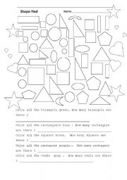 English Worksheet: shapes and colors