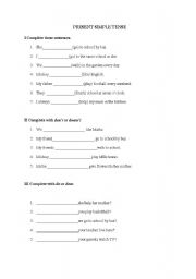 English worksheet: present simple tense