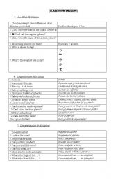 English worksheet: classroom english