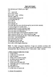 English worksheet: ages and stages