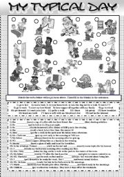 English Worksheet: My Typical Day B&W Editable