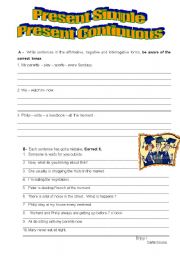 English worksheet: Present Simple and Present Continuous 