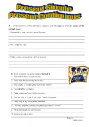 English Worksheet: Present Simple and Present Continuous 