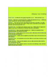 English worksheet: Alphabet Card Activities