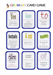 Grammar Card Game (3 pages)