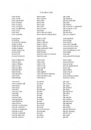 English Worksheet: COLLOCATION LIST