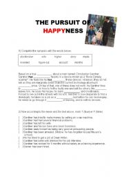 English Worksheet: The Pursuit of HappYness (movie activity) - with answers!