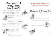 English Worksheet: Can you...?