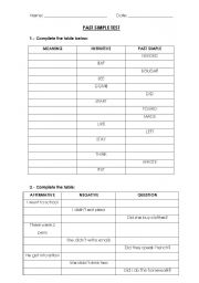 English Worksheet: Past Simple Test