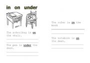 prepositions (in, on, under)