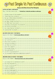 Past Simple Vs Past Continuous + Past Simple -Special structures