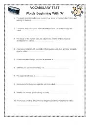 English worksheet: vocabulary