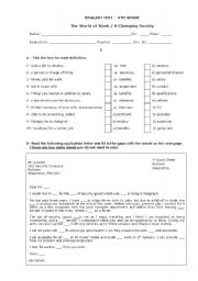 English Worksheet: test 9th grade: The world of work