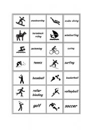 English Worksheet: Sports memory game