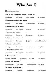 English Worksheet: Who am I?