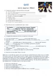 English Worksheet: QUIZ on Simple past