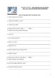 English worksheet: THE CHRONICLES OF NARNIA - THE LION, THE WITCH AND THE WARDROBE