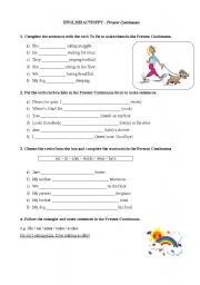 English Worksheet: PRESENT CONTINUOUS EXERCISES