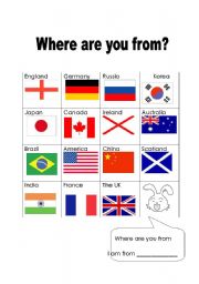 English Worksheet: Where are you from Bingo? (Fully editable)