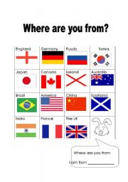 English worksheet: Where are you from Bingo? (Fully editable)