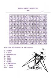 English worksheet: Puzzle about adjectives