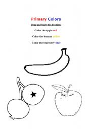 English worksheet: Primary Colors