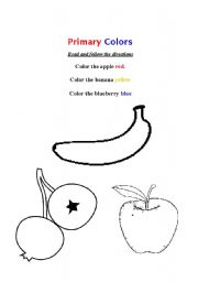 English Worksheet: Primary Colors