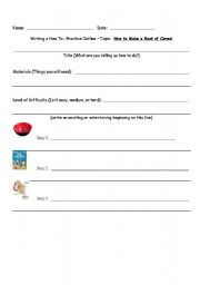 English Worksheet: How To Outline:  Topic:  Make a bowl of cereal
