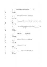 English worksheet: Simple present versus continuous present