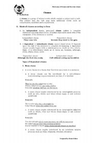 English Worksheet: Clauses