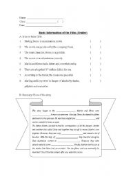 English worksheet: Worksheet for Finding Nemo