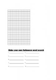 English Worksheet: Make your own Halloween Word Search