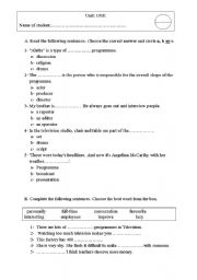 English Worksheet: vocabulary quiz