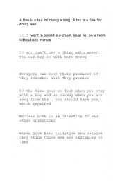 English Worksheet: funny sayings